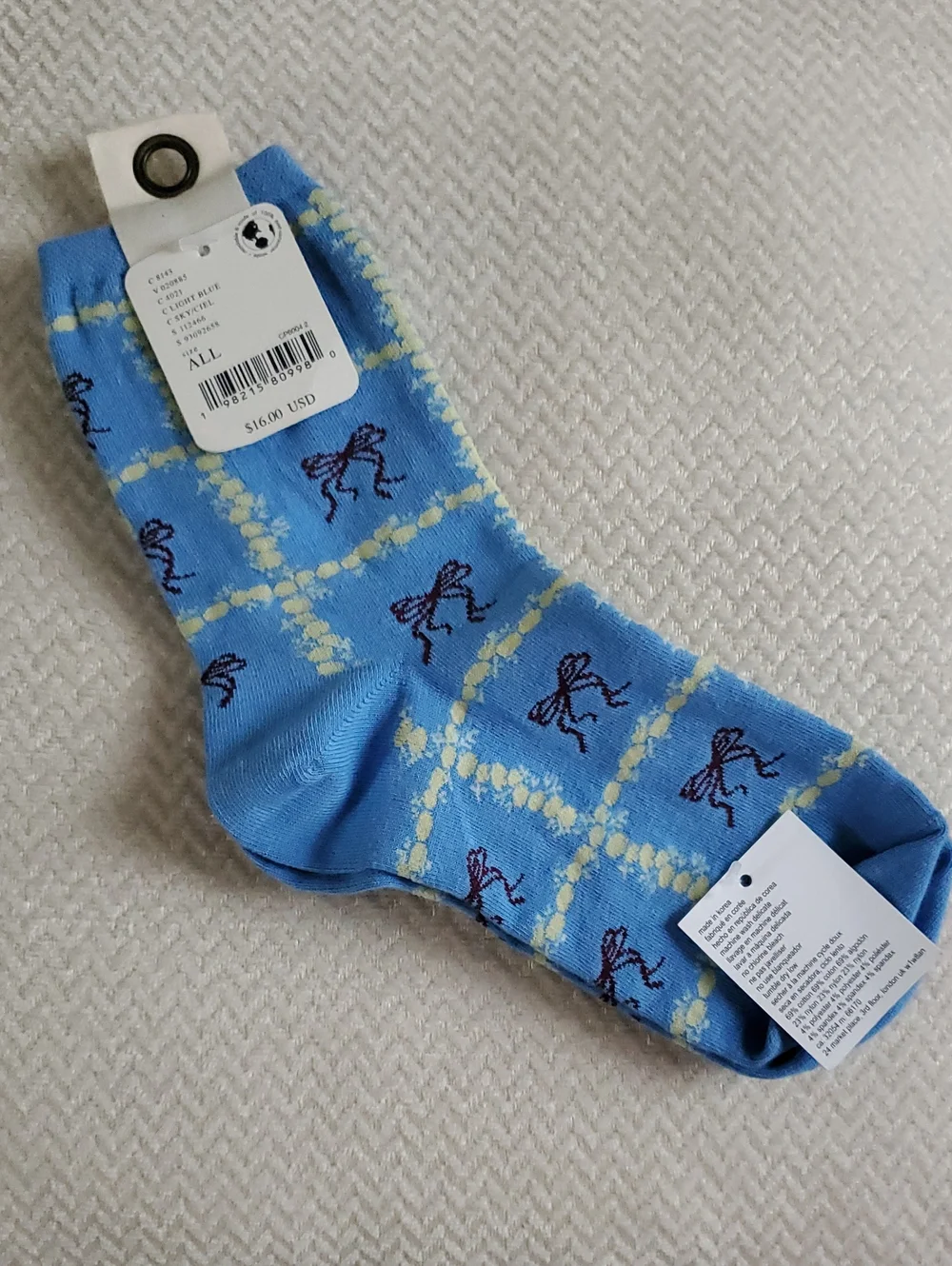 Free People Tie A Bow Ankle Socks/Light Blue